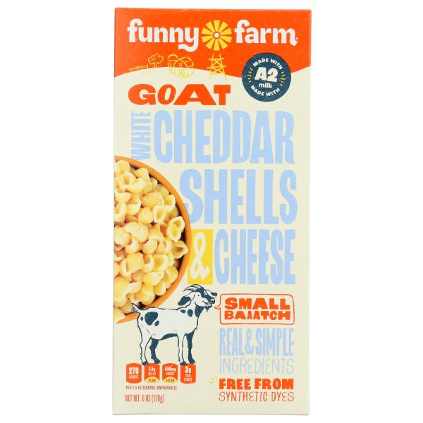 FUNNY FARM: White Cheddar Shells and Cheese, 6 oz