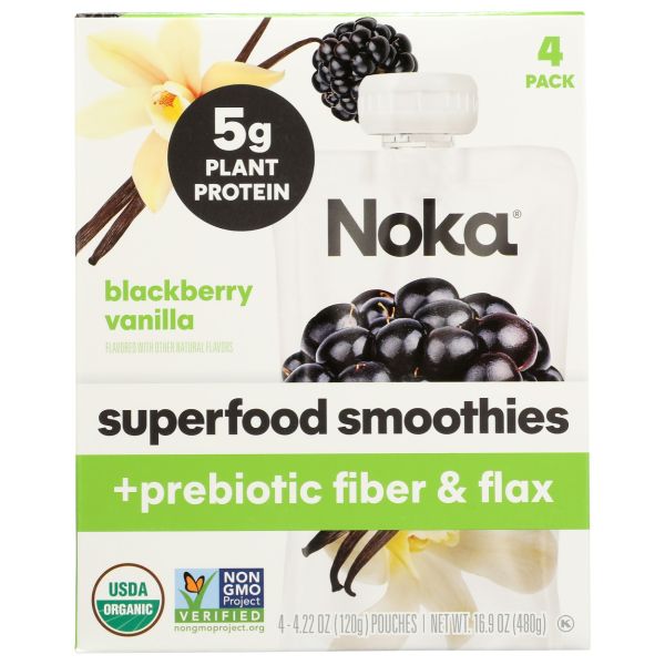NOKA: Blackberry Vanilla Superfood Smoothie Prebiotic Fiber 4Pk, 16.9 oz