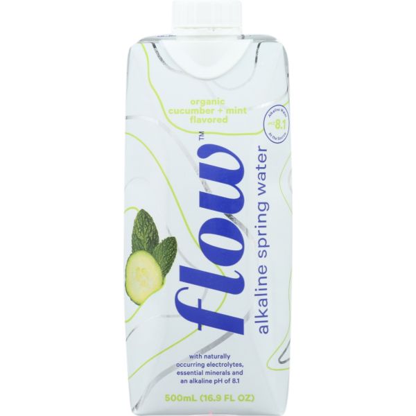 FLOW WATER: Cucumber Mint Alkaline Spring Water, 16.9 fo