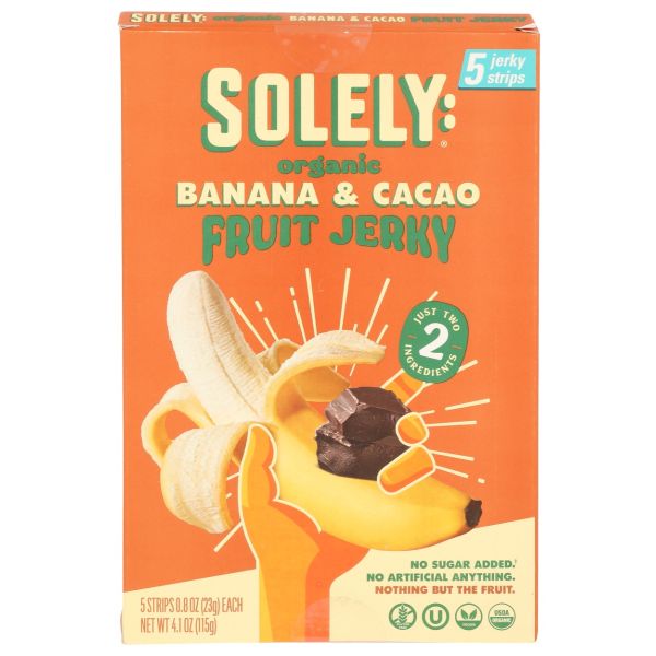 SOLELY: Organic Banana and Cacao Fruit Jerky Multipack, 4.1 oz