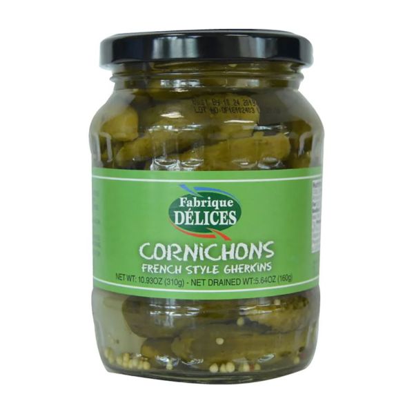 FABRIQUE DELICES: Cornichons French Style Gherkins Glass Jar, 10.93 oz