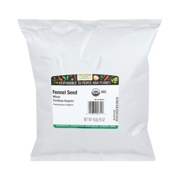 FRONTIER HERB: Organic Whole Fennel Seed, 16 oz
