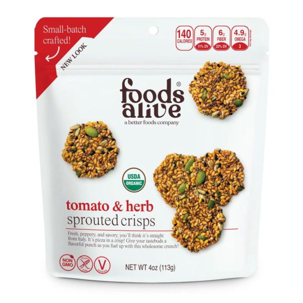 FOODS ALIVE: Tomato and Herb Sprouted Crisps, 4 oz