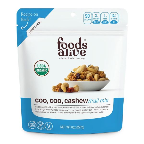 FOODS ALIVE: Organic Coo Coo Cashew Trail Mix, 8 oz
