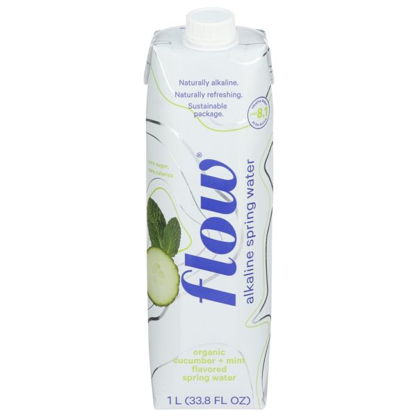 FLOW WATER: Cucumber Mint Organic Alkaline Spring Water, 33.8 fo