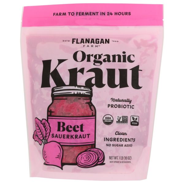FLANAGAN FARM: Organic Beet Sauerkraut, 16 oz
