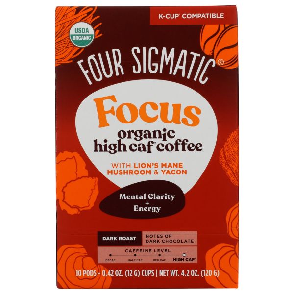 FOUR SIGMATIC: Focus Dark Roast High Caf Espresso Pods 10 Count, 4.2 oz