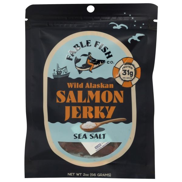 FABLE FISH CO: Sea Salt  Wild Alaskan Sockeye Jerky, 2 oz