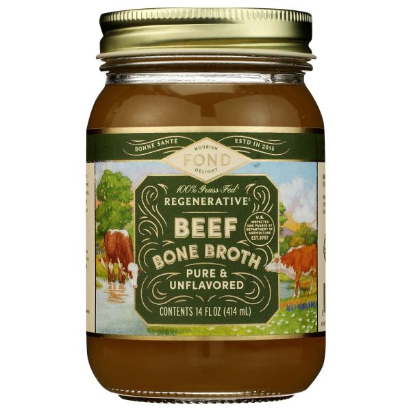 FOND BONE BROTH: Beef Bone Broth Pure and Unflavored, 14 fo