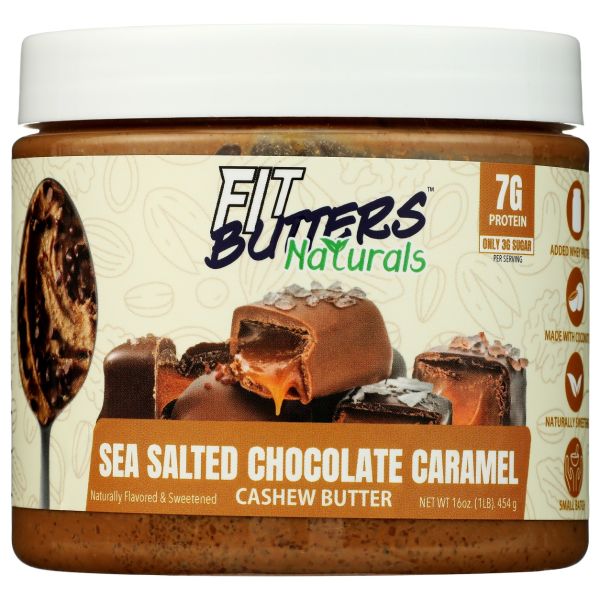 FIT BUTTERS: Naturals Sea Salted Chocolate Caramel Cashew Butter, 16 oz
