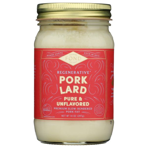 FOND BONE BROTH: Pork Lard Pure and Unflavored, 14 oz