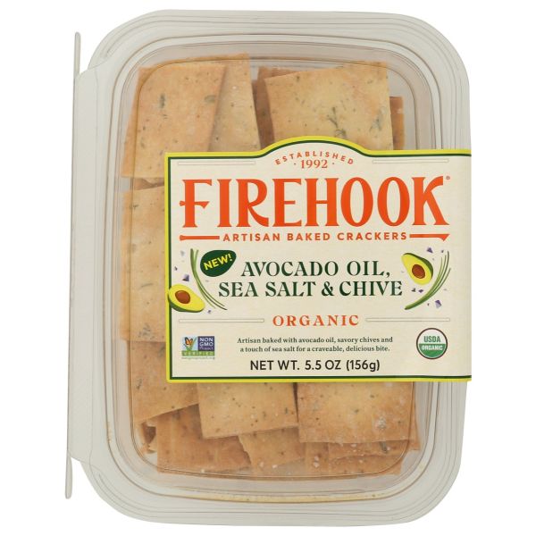 FIREHOOK: Avocado Oil Sea Salt and Chive Organic Crackers, 5.5 oz
