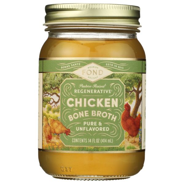 FOND BONE BROTH: Pure and Unflavored Chicken Bone Broth, 14 fo