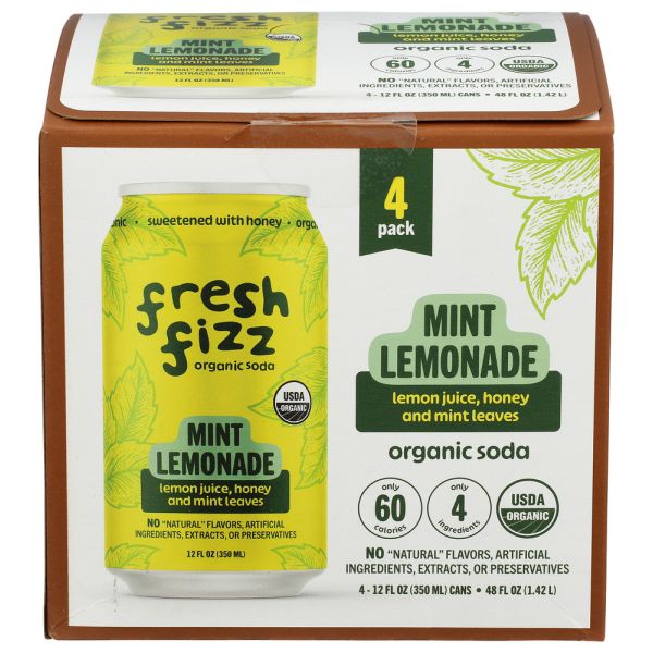 FRESH FIZZ: Sparkling Mint Lemonade 4 Count, 48 fo