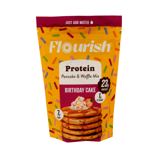 FLOURISH: Birthday Cake Protein Pancake Mix, 16 oz
