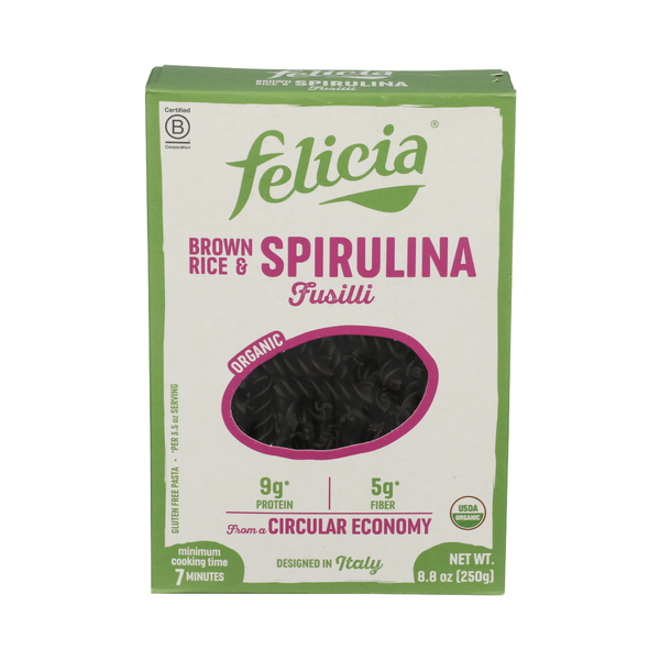 FELICIA: Brown Rice and Spirulina Fusilli Pasta, 8.8 oz