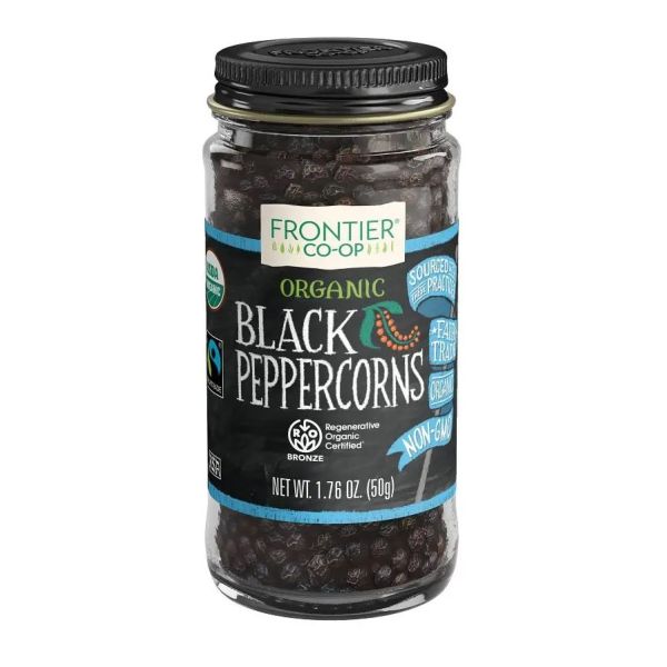 FRONTIER HERB: Organic Whole Black Peppercorns, 1.76 oz