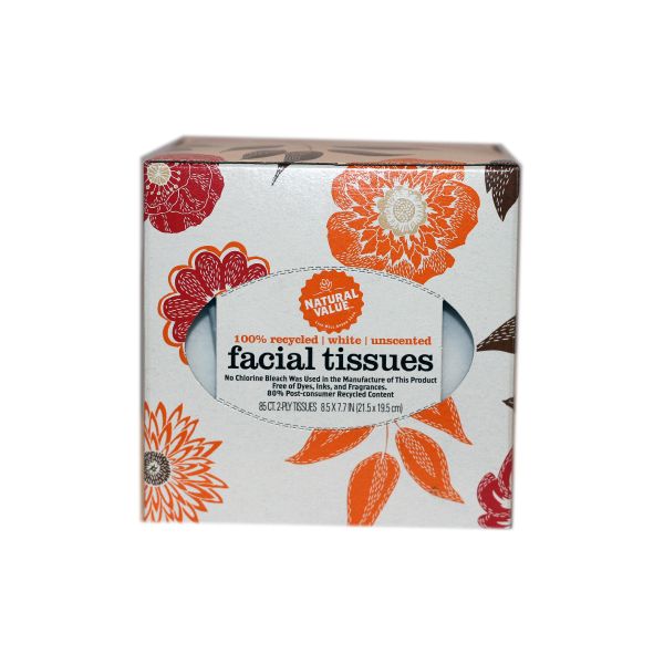 NATURAL 100% Recycled Facial Tissues 85 Count, 1 ea