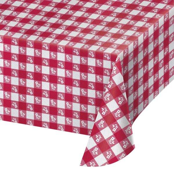 CREATIVE CONVERTING: Red Gingham Table Cover, 1 ea
