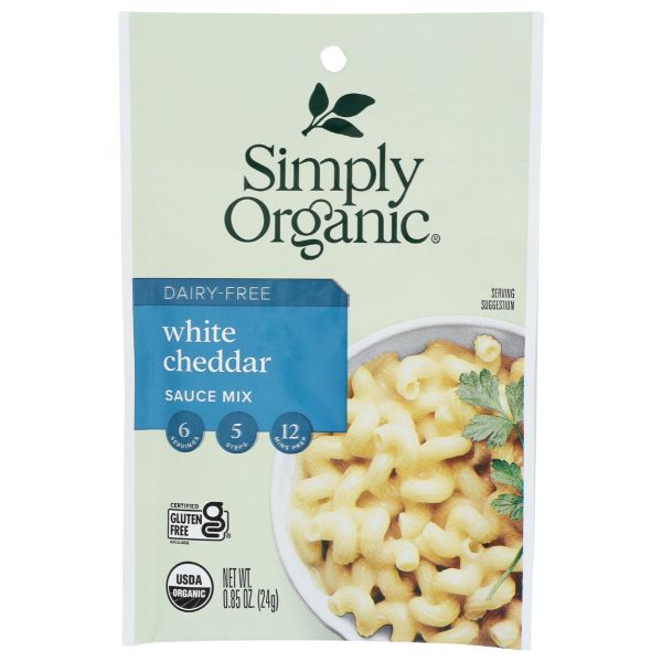 SIMPLY ORGANIC: Dairy Free White Cheddar Sauce Mix, 0.85 oz