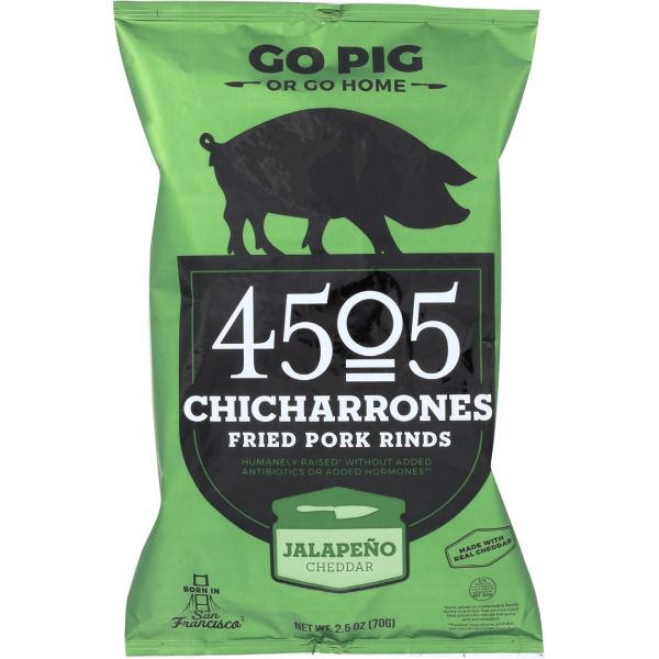 4505 MEATS: Chicharrones Fried Pork Rinds Jalapeno Cheddar, 2.5 oz