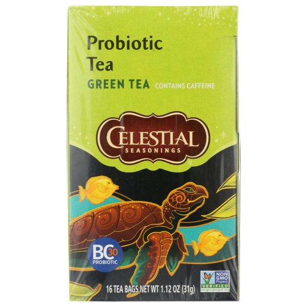 CELESTIAL SEASONINGS: Probiotic Green Tea, 16 bg