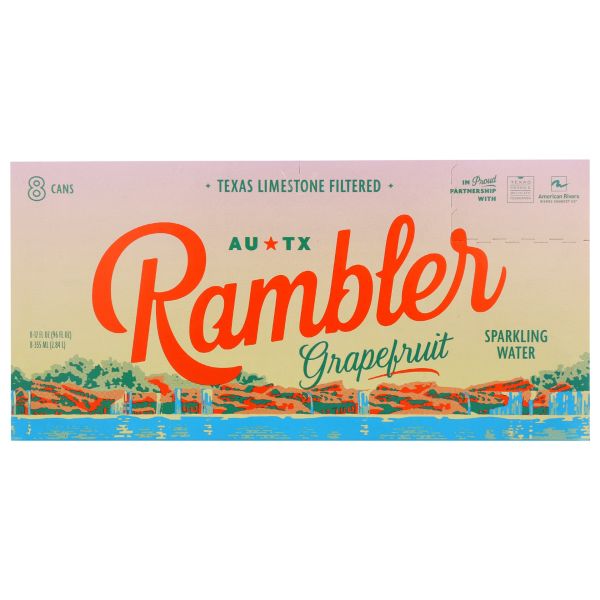 RAMBLER: Grapefruit Sparkling Water 8Pk, 96 fo