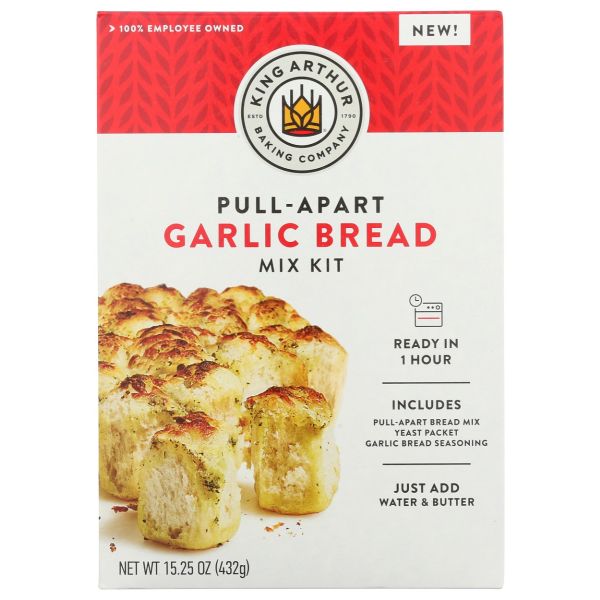 KING ARTHUR: Pull Apart Garlic Bread Mix Kit, 15.25 oz