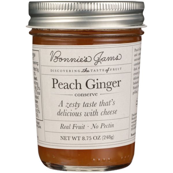 BONNIES JAMS: Peach Ginger Jam, 8.75 oz