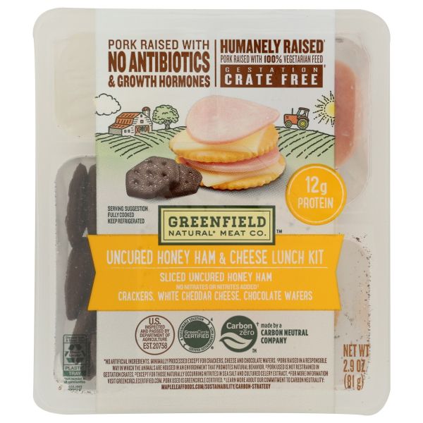 GREENFIELD: Uncured Honey Ham and Cheese Lunch Kit, 2.9 oz