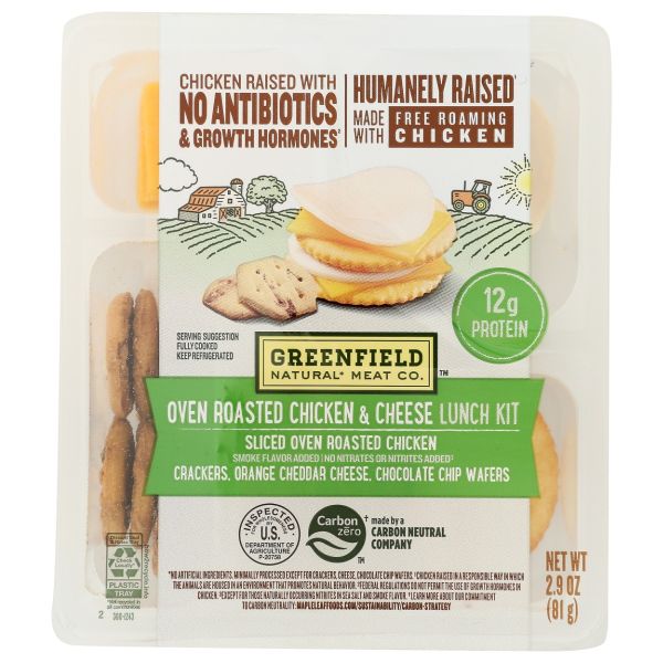 GREENFIELD: Oven Roasted Chicken and Cheese Lunch Kit, 2.9 oz