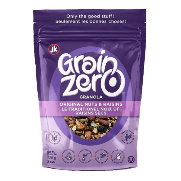 GRAIN ZERO: Nuts and Raisins Granola, 8 oz
