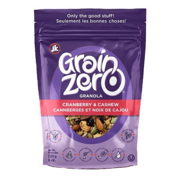 GRAIN ZERO: Cranberry and Cashew Granola, 8 oz