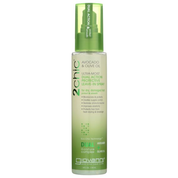 GIOVANNI COSMETICS: 2chic Ultra Moist Dual Action Protective Leave In Spray Avocado and Olive Oil, 4 oz