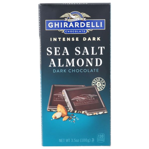 GHIRARDELLI: Sea Salt Almond Dark Chocolate Bar, 3.5 oz