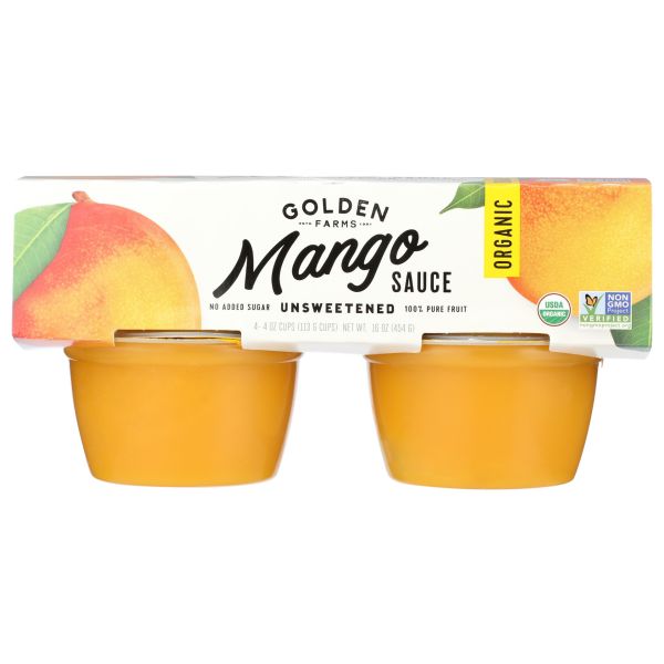 GOLDEN FARMS: Organic Mango Sauce Cups 4 Count, 16 oz