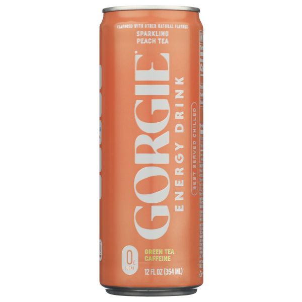 GORGIE: Sparkling Peach Tea Energy Drink, 12 fo