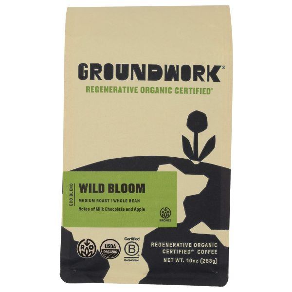 GROUNDWORK COFFEE: Regenerative Organic Certified Wild Bloom Whole Bean, 10 oz