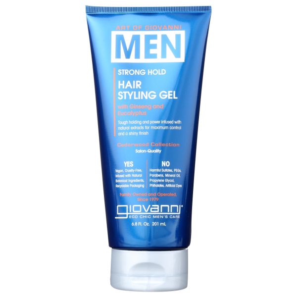 GIOVANNI COSMETICS: Mens Strong Hold Hair Styling Gel, 6.8 oz