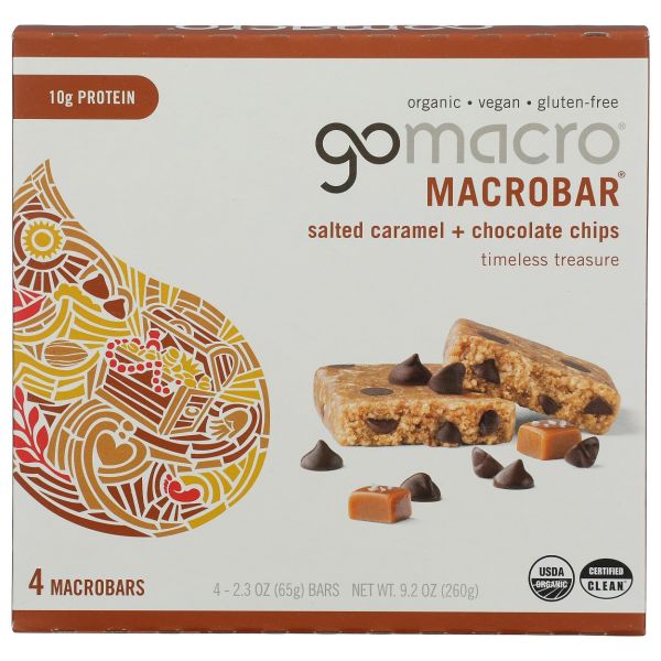 GOMACRO: Salted Caramel Chocolate Chips MacroBars 4 Count, 9.2 oz