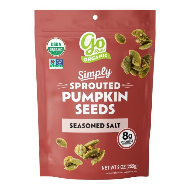 GO RAW: Simply Sprouted Seasoned Salt Pumpkin Seeds, 9 oz