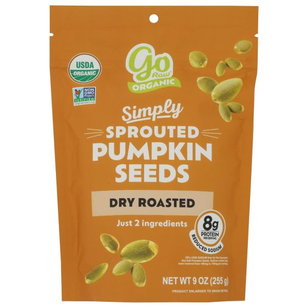 GO RAW: Simply Sprouted Dry Roasted Pumpkin Seeds, 9 oz