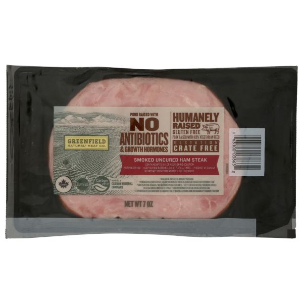 GREENFIELD: Smoked Uncured Ham Steak, 7 oz