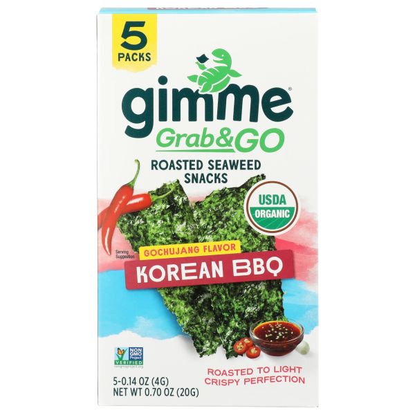 GIMME: Korean Bbq Grab n Go Roasted Seaweed Snacks 5 Pack, 0.7 oz