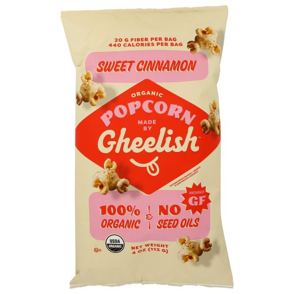 GHEELISH: Sweet Cinnamon Organic Popcorn, 4.4 oz