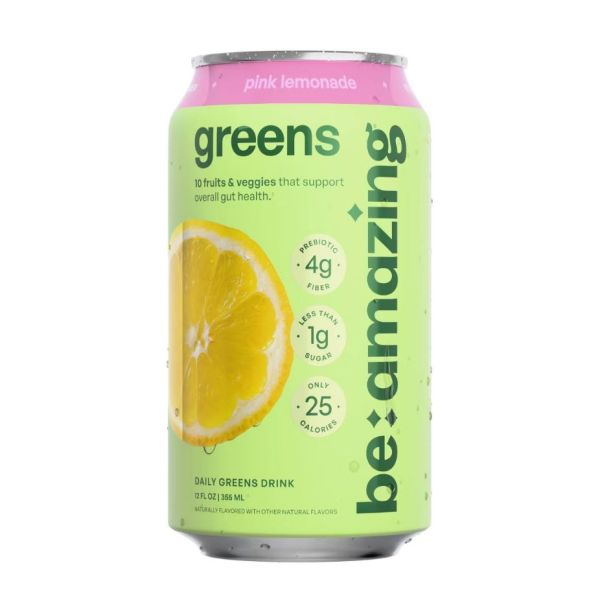BE AMAZING: Daily Greens Drink Pink Lemonade, 12 fo