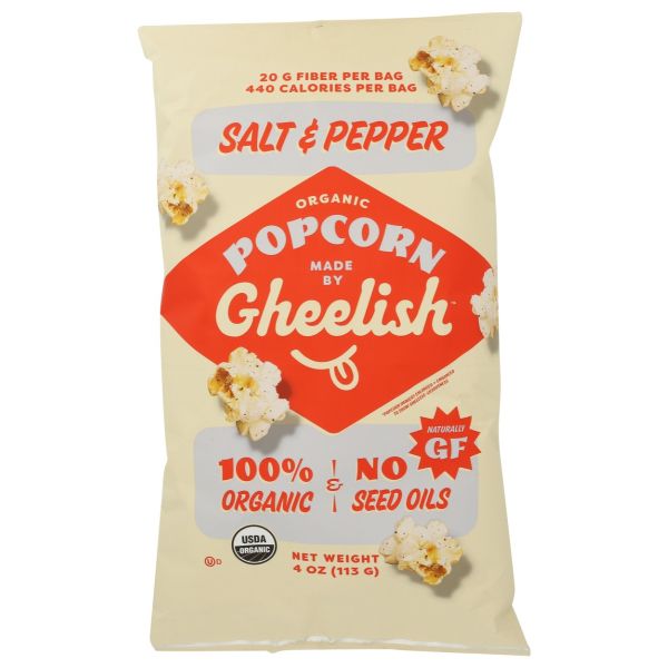 GHEELISH: Salt and Pepper Organic Popcorn, 4 oz