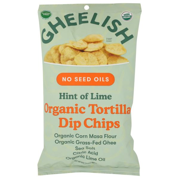 GHEELISH: Hint of Lime Organic Tortilla Dip Chips, 5 oz