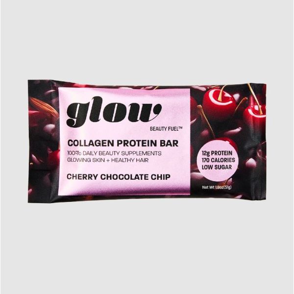 GLOW: Cherry Chocolate Chip Protein Collagen Bar, 1.8 oz