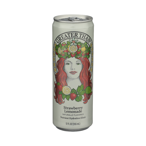 GREATER THAN: Strawberry Lemonade Coconut Water and Real Fruit Juice, 12 fo